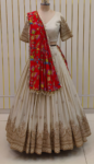 Rose Gold Embroidered Cream Lehenga Set