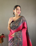 Chanderi Silk Saree with Block Print