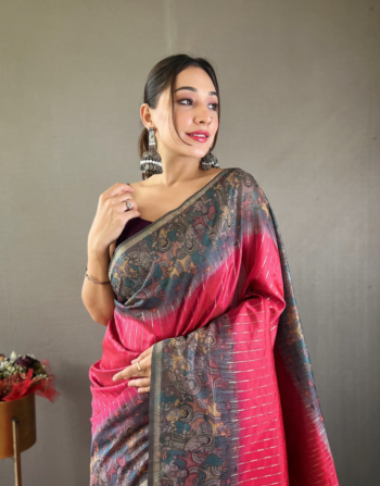 Chanderi Silk Saree with Block Print