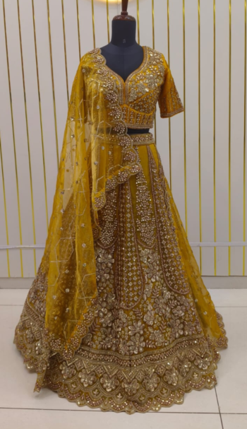 Sunehri Royal Embroidered Bridal Lehenga Set Test vikas
