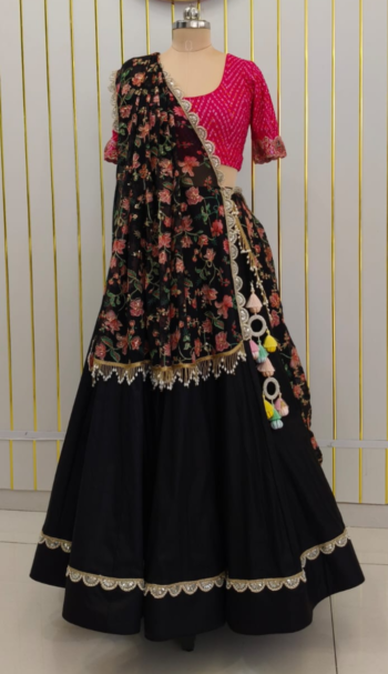 Midnight Bloom Floral Lehenga Set