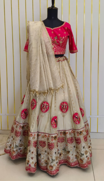 Royal Ivory Embroidered Bridal Lehenga Set